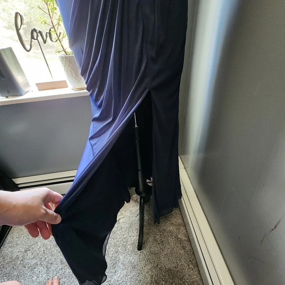 Allure Bridesmaids Off the Shoulder Navy Dress - Picture 5 of 7